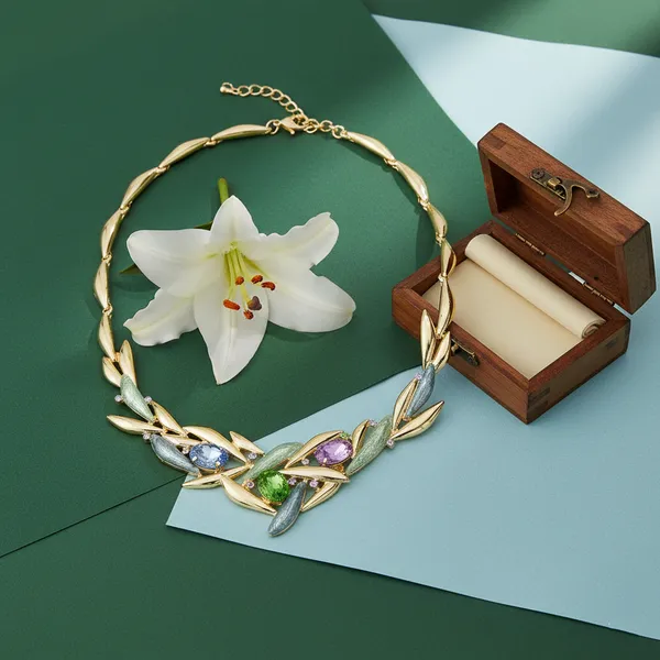 Multicolor_Elaria_Modern_Botanical_Necklace_And_Earring_Set_For_Women