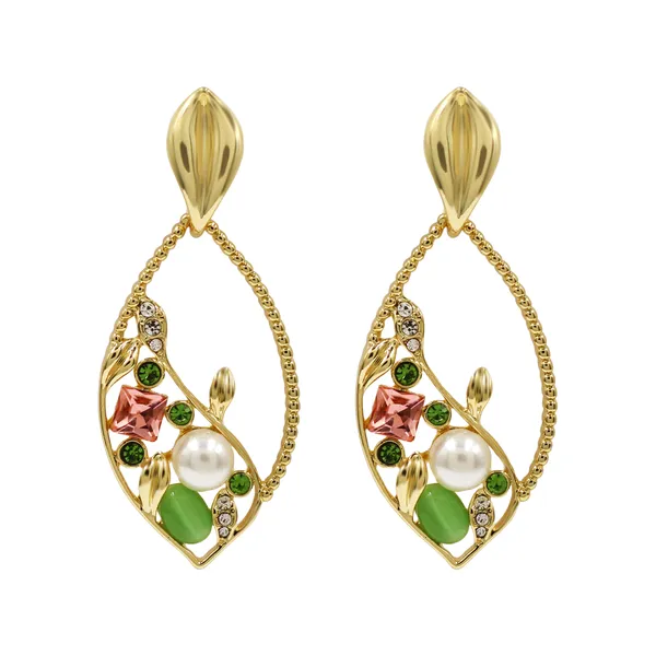Gold_Elegant_Multi_Stone_Teardrop_Earrings_For_Women