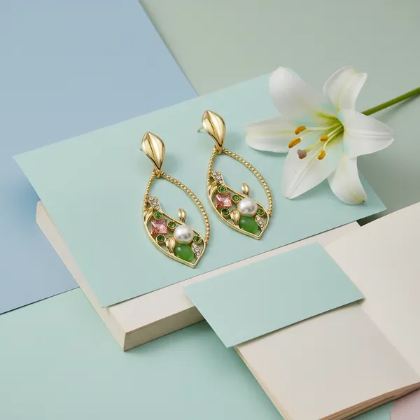 Gold_Elegant_Multi_Stone_Teardrop_Earrings_For_Women