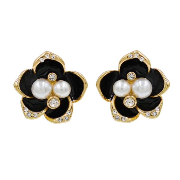 Black_And_Gold_Midnight_Flora_Luxe_Studs_For_Women
