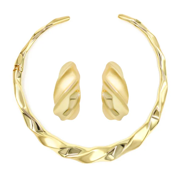 Gold_Modern_Shine_Necklace_And_Earring_Set_For_Women