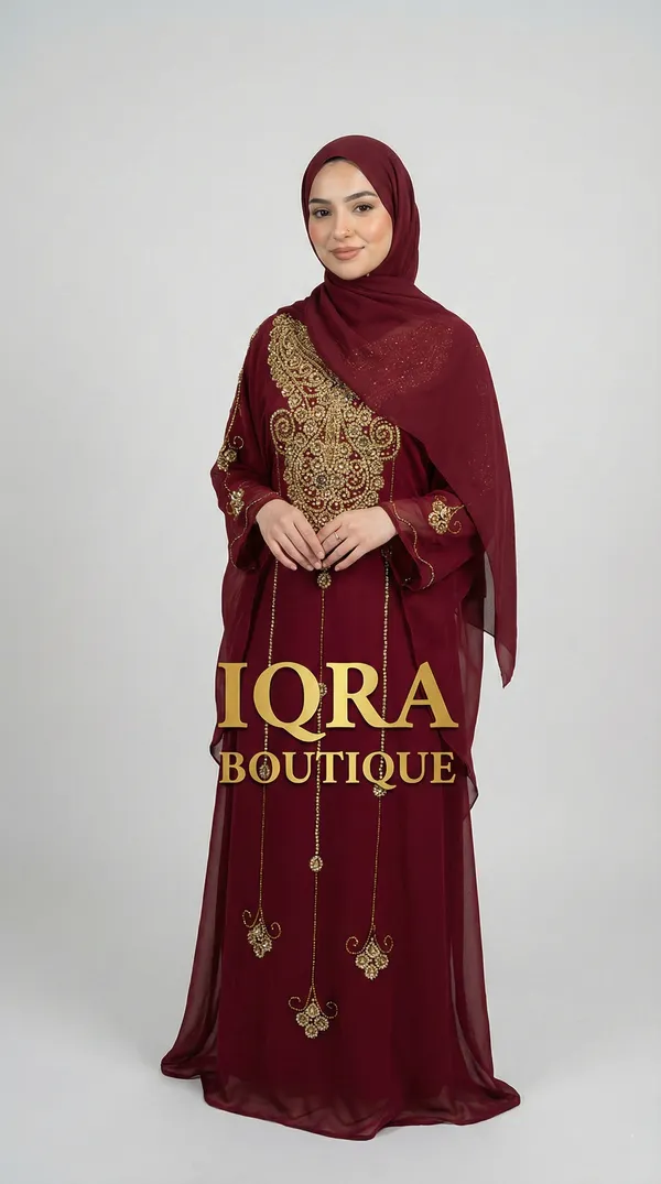 Maroon_Georgette_Cape_Abaya_For_Women