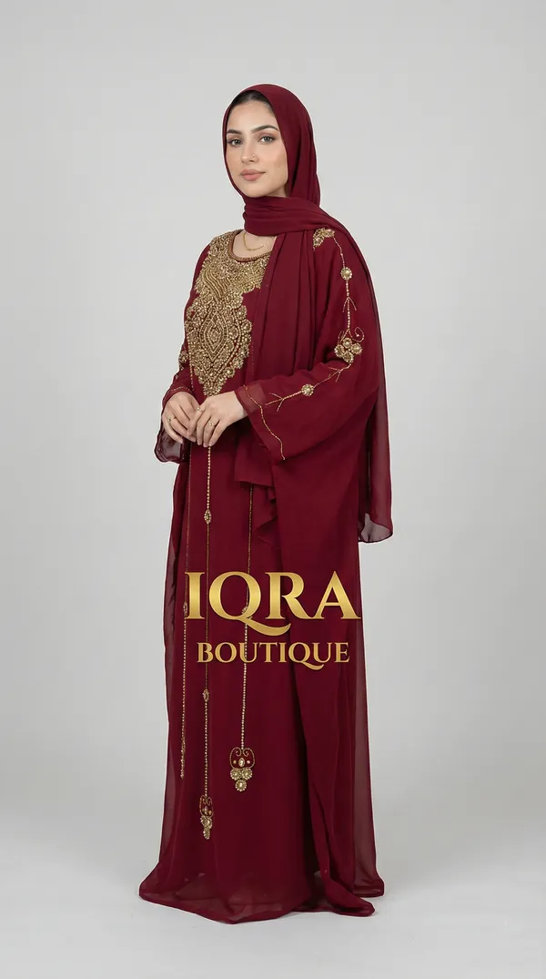 Maroon_Georgette_Cape_Abaya_For_Women