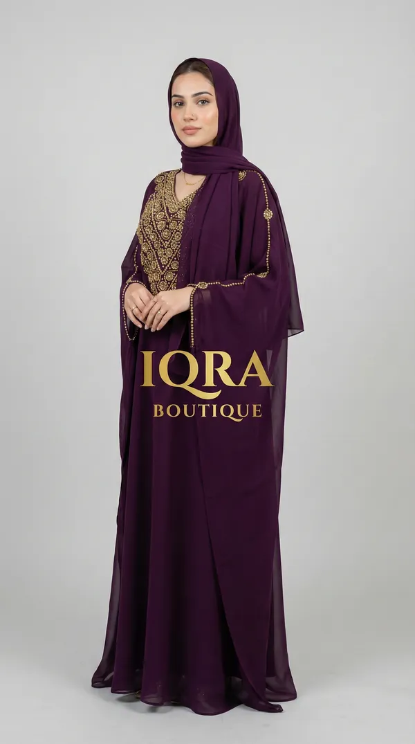Burgundy_Georgette_Kaftan_Abaya_For_Women