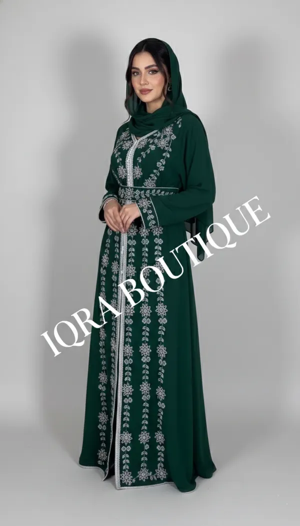 Bottle_Green_Georgette_Gown_For_Women