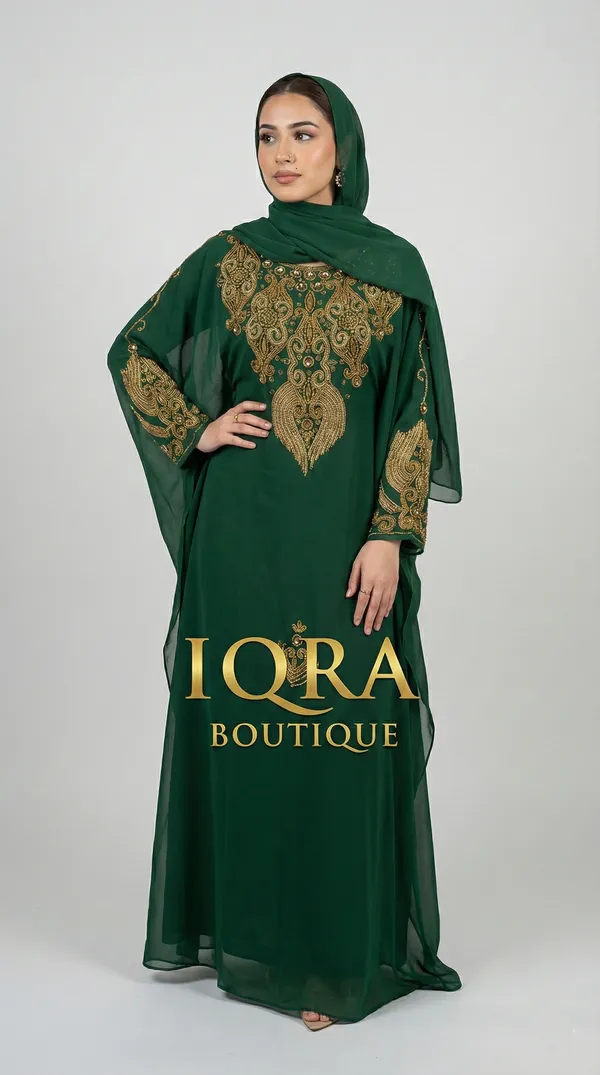Bottle_Green_Georgette_Jalabiya_For_Women