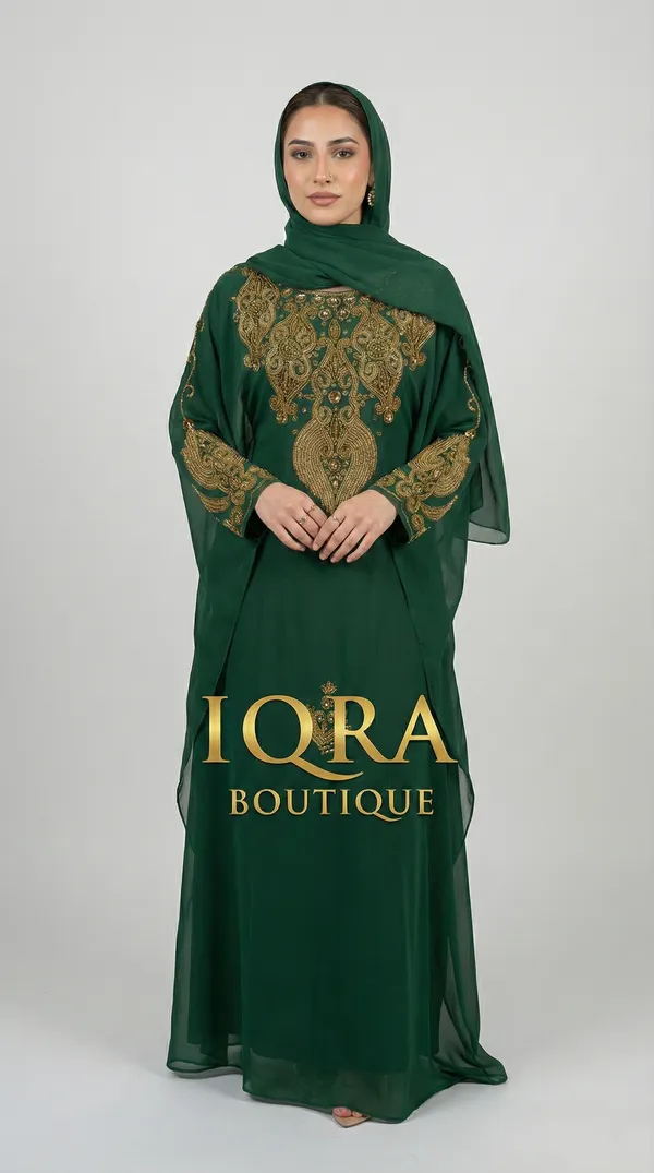 Bottle_Green_Georgette_Jalabiya_For_Women