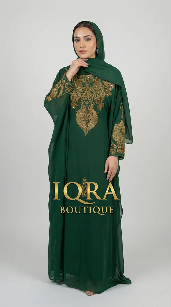 Bottle_Green_Georgette_Jalabiya_For_Women