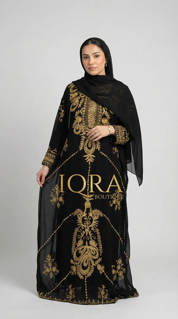 Black_Georgette_Abaya_Set_With_Hijab_For_Women