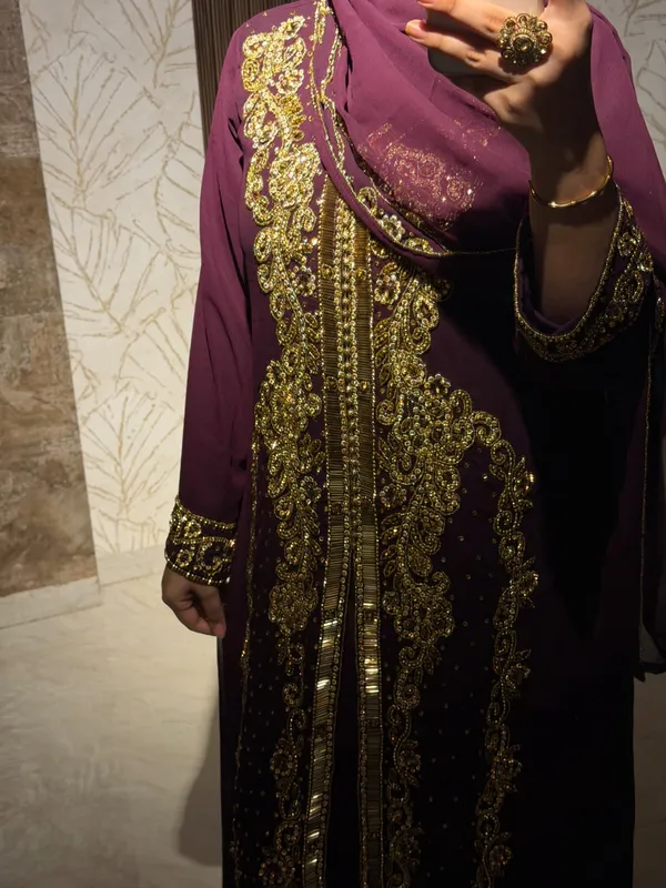 New!_Wine_Arabian_Morrocan_Kaftan,_Abaya_Outfit_by_IQRA_BOUTIQUE_
