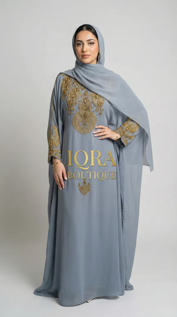 Grey_Georgette_Abaya_Set_With_Hijab_For_Women