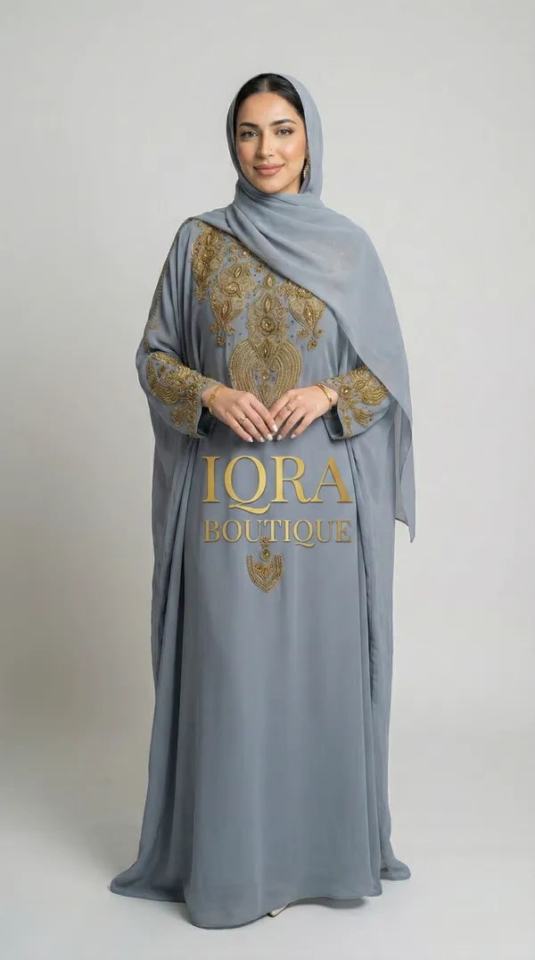 Grey_Georgette_Abaya_Set_With_Hijab_For_Women