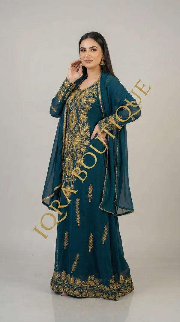 Dark_Turquoise_Georgette_Anarkali_Gown_With_Dupatta_For_Women