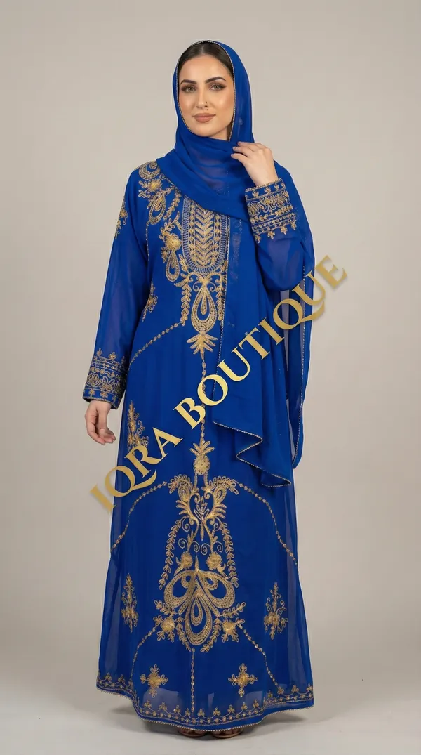 Royal_Blue_Georgette_Abaya_Dress_For_Women