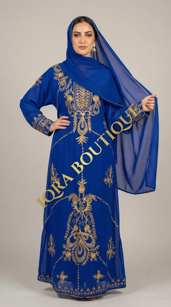 Royal_Blue_Georgette_Abaya_Dress_For_Women