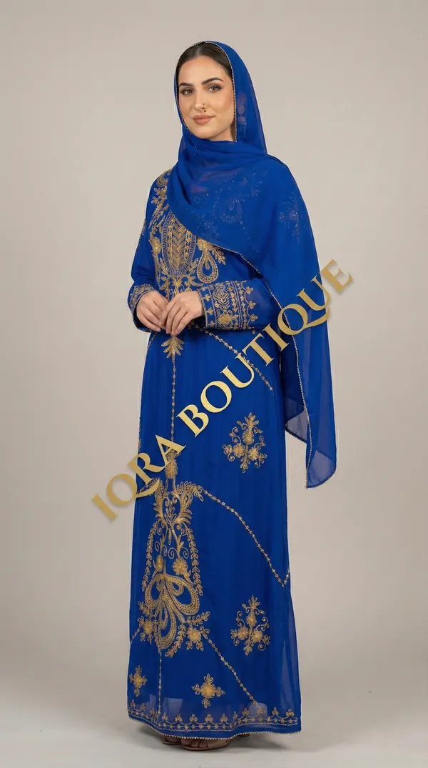 Royal_Blue_Georgette_Abaya_Dress_For_Women