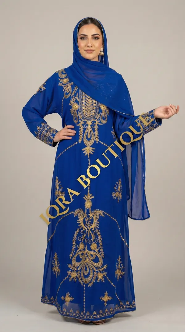 Royal_Blue_Georgette_Abaya_Dress_For_Women