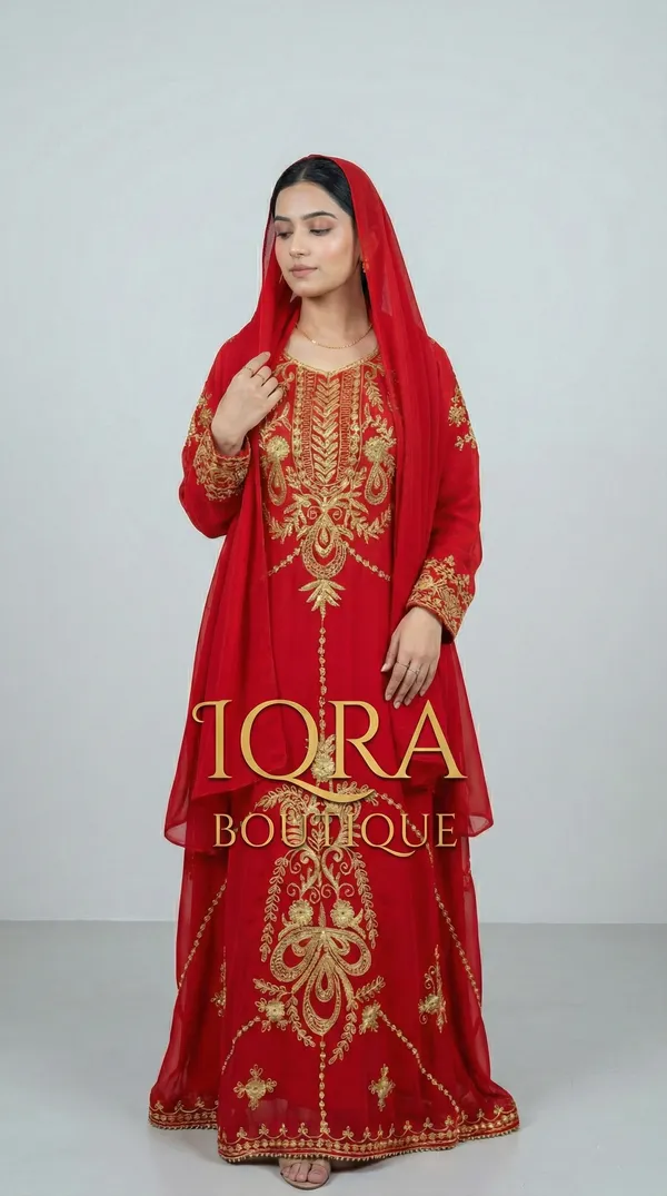 Red_Georgette_Kaftan_Set_For_Women
