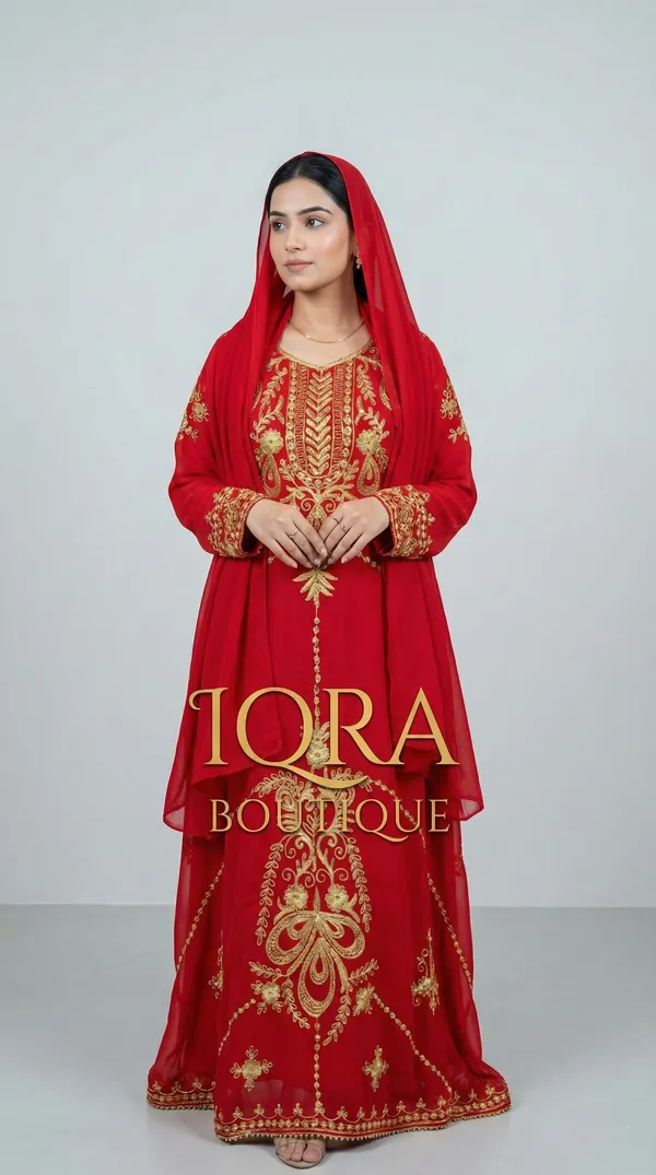 Red_Georgette_Kaftan_Set_For_Women