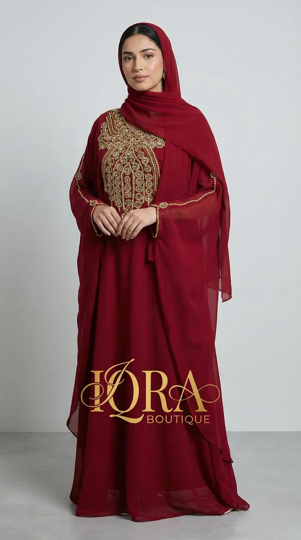 Maroon_Georgette_Kaftan_Abaya_For_Women