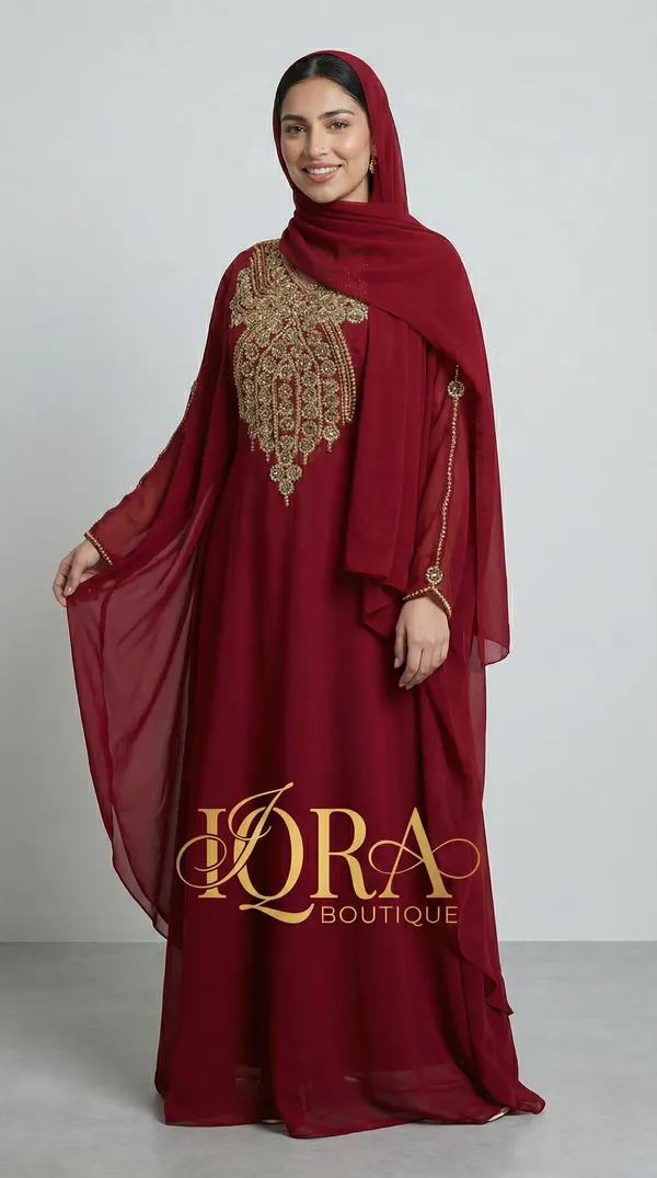 Maroon_Georgette_Kaftan_Abaya_For_Women