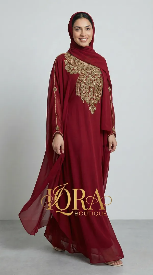 Maroon_Georgette_Kaftan_Abaya_For_Women