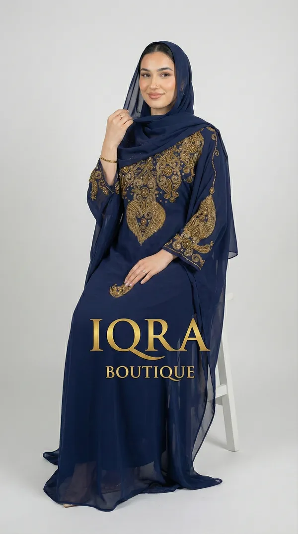 Navy_Blue_Georgette_Farasha_Kaftan_Set_For_Women