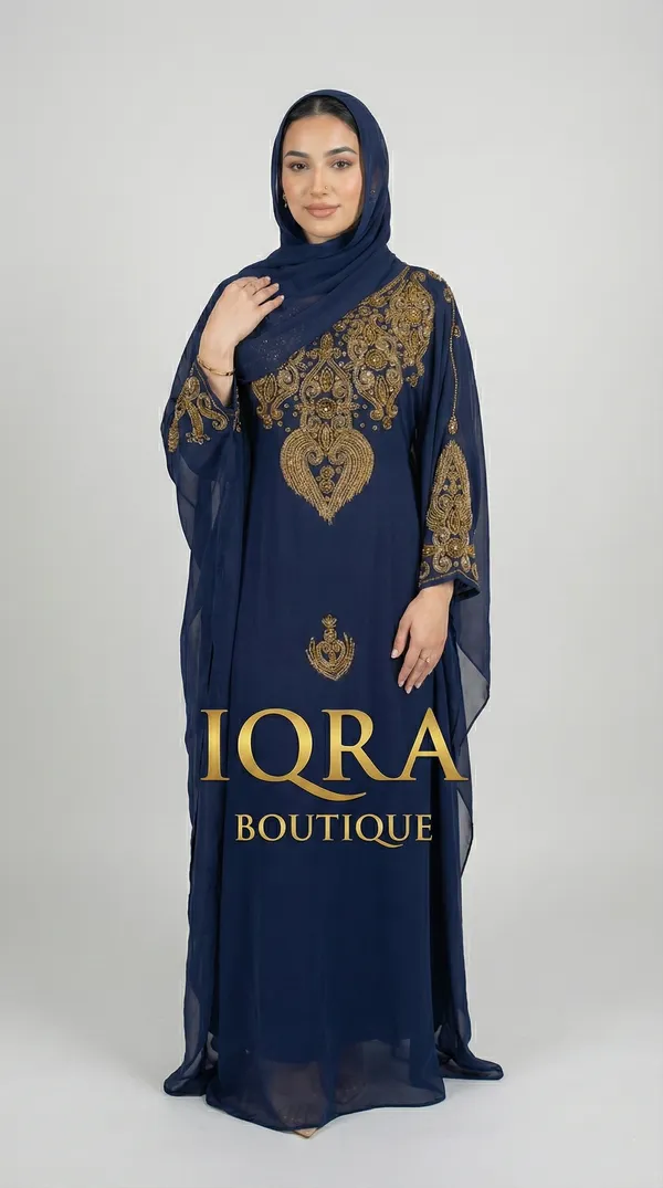 Navy_Blue_Georgette_Farasha_Kaftan_Set_For_Women