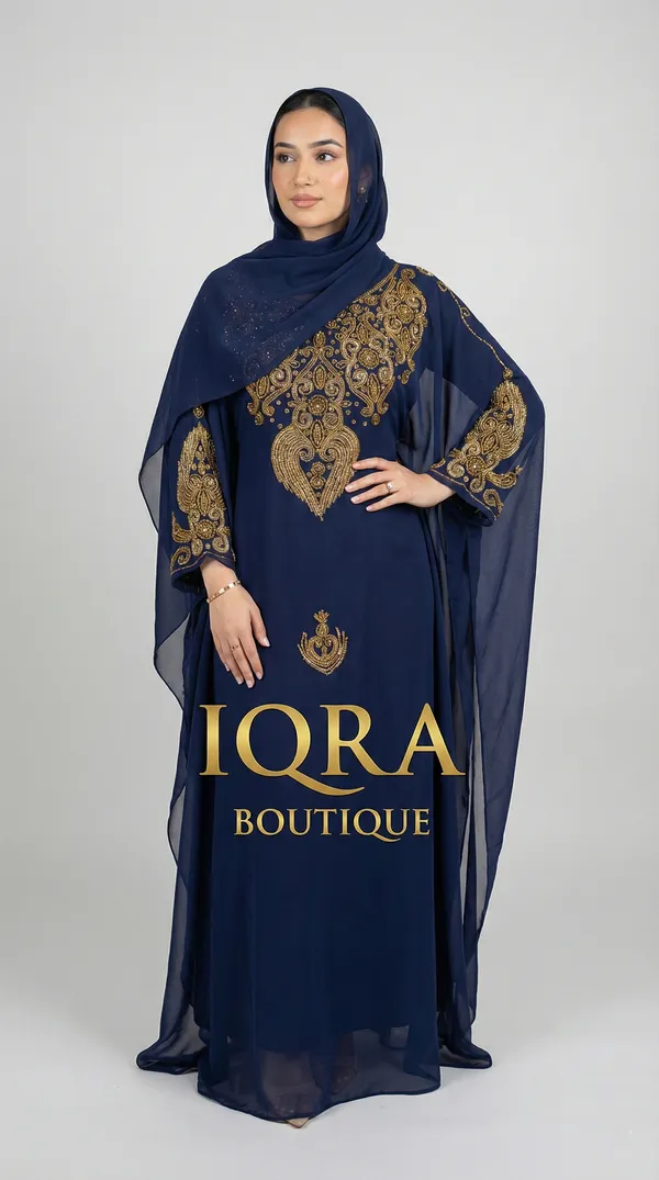 Navy_Blue_Georgette_Farasha_Kaftan_Set_For_Women