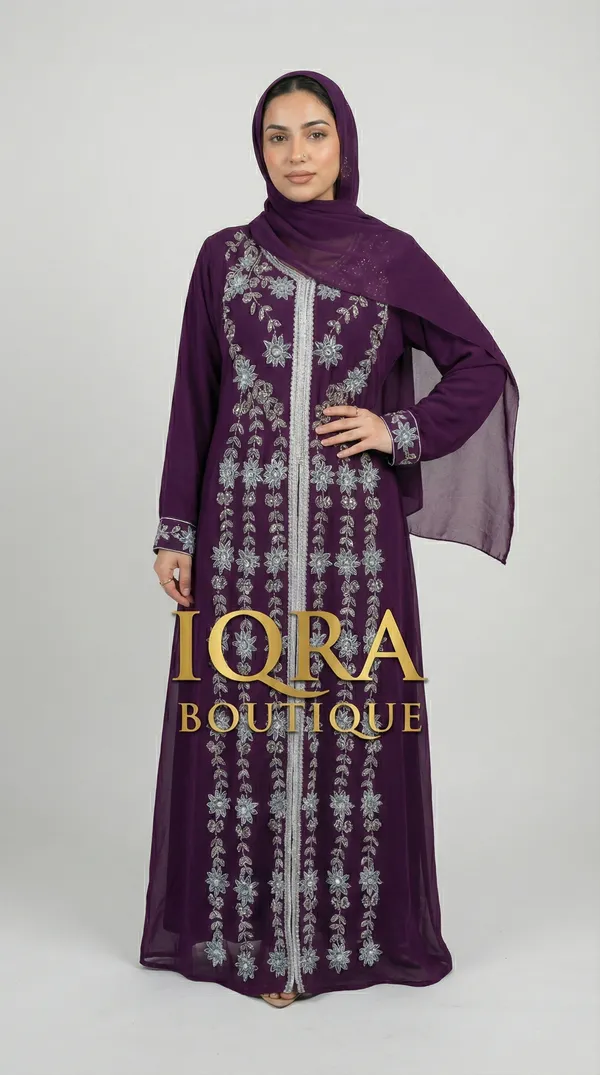 Burgundy_Georgette_Abaya_Set_For_Women