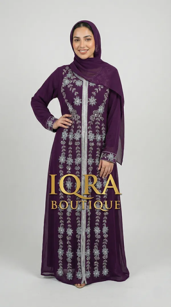 Burgundy_Georgette_Abaya_Set_For_Women