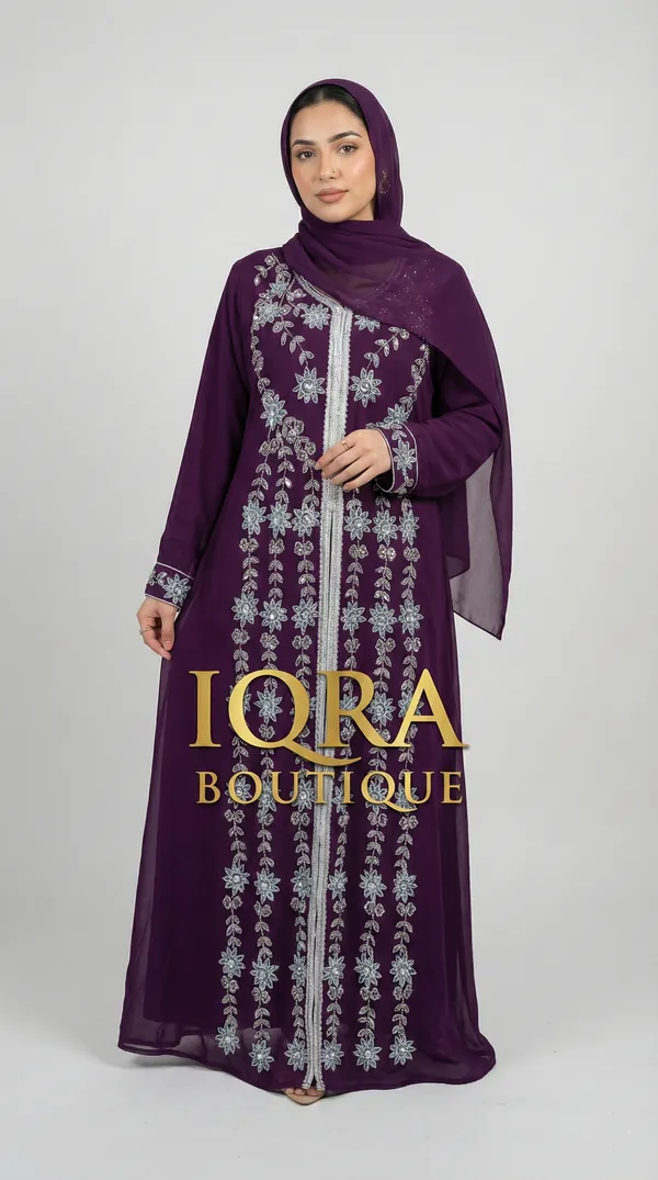 Burgundy_Georgette_Abaya_Set_For_Women