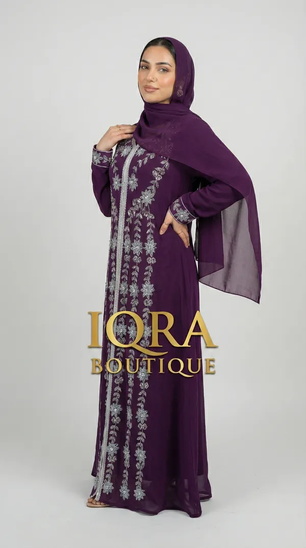 Burgundy_Georgette_Abaya_Set_For_Women