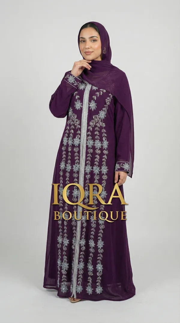 Burgundy_Georgette_Abaya_Set_For_Women
