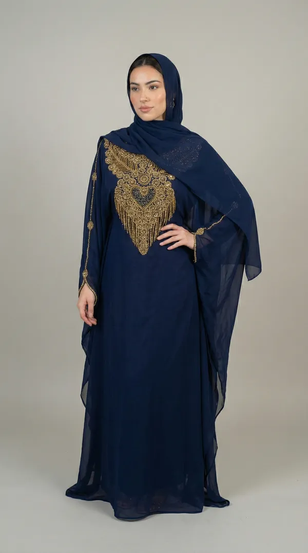 Navy_Blue_Georgette_Kaftan_Set_For_Women