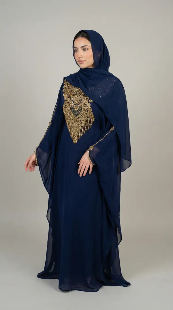 Navy_Blue_Georgette_Kaftan_Set_For_Women
