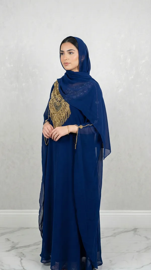 Navy_Blue_Georgette_Kaftan_Set_For_Women