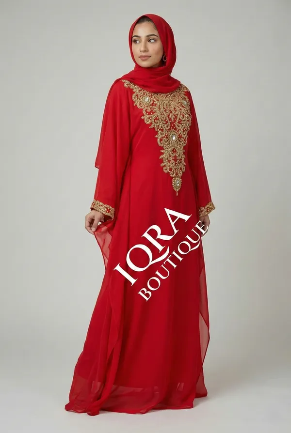 Red_Georgette_Kaftan_Abaya_For_Women
