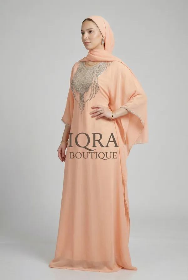 Peach_Georgette_Kaftan_Dress_For_Women