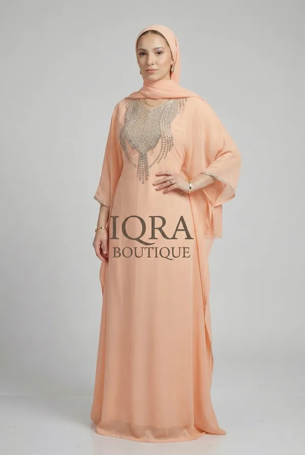 Peach_Georgette_Kaftan_Dress_For_Women