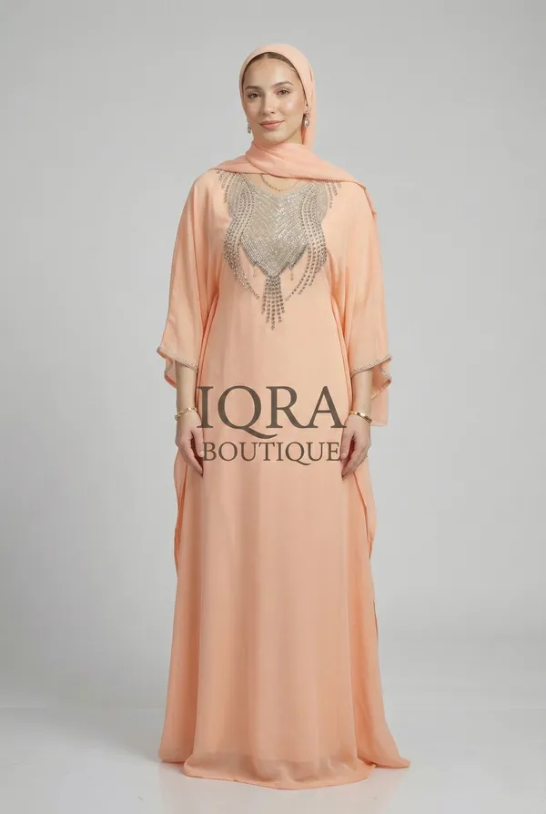 Peach_Georgette_Kaftan_Dress_For_Women