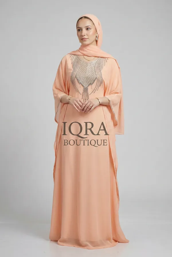 Peach_Georgette_Kaftan_Dress_For_Women