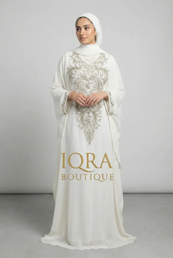White_Georgette_Kaftan_Abaya_For_Women