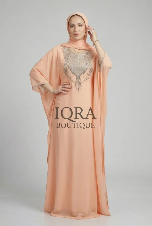 Peach_Georgette_Kaftan_Dress_For_Women