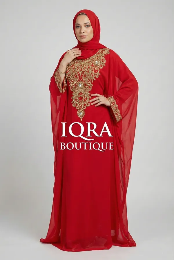 Red_Georgette_Kaftan_Abaya_For_Women