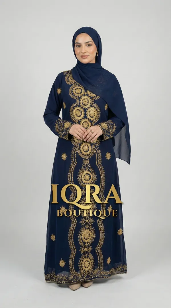 Navy_Blue_Georgette_Abaya_Set_For_Women