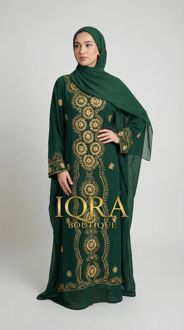 Bottle_Green_Georgette_Kaftan_For_Women