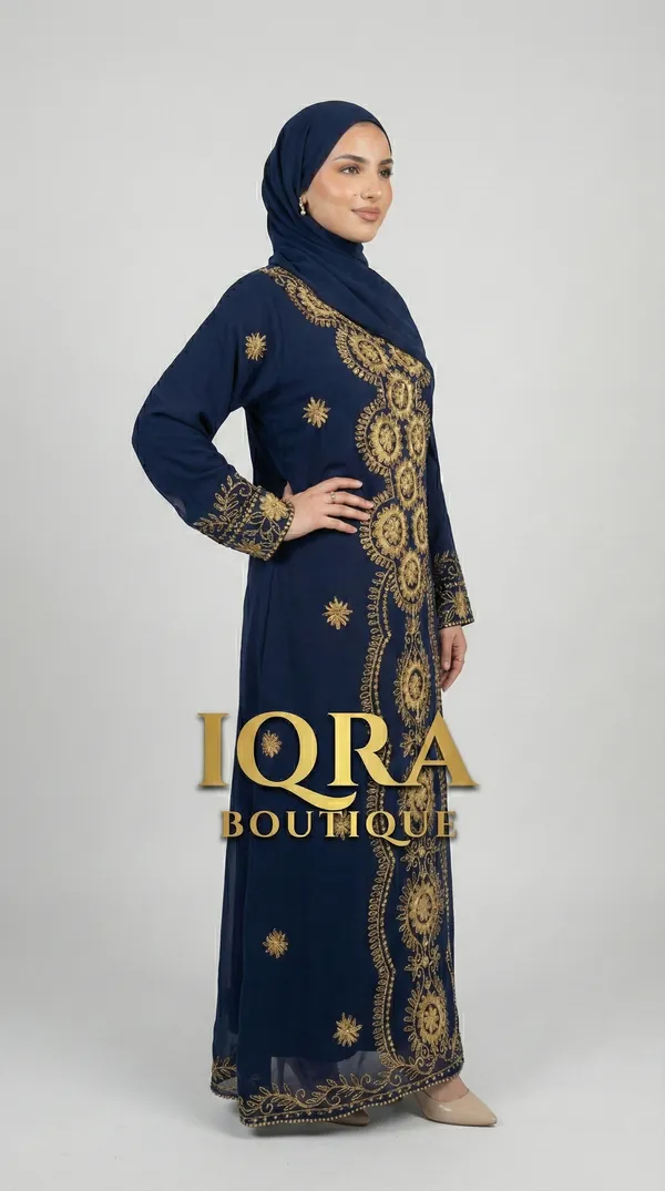 Navy_Blue_Georgette_Abaya_Set_For_Women
