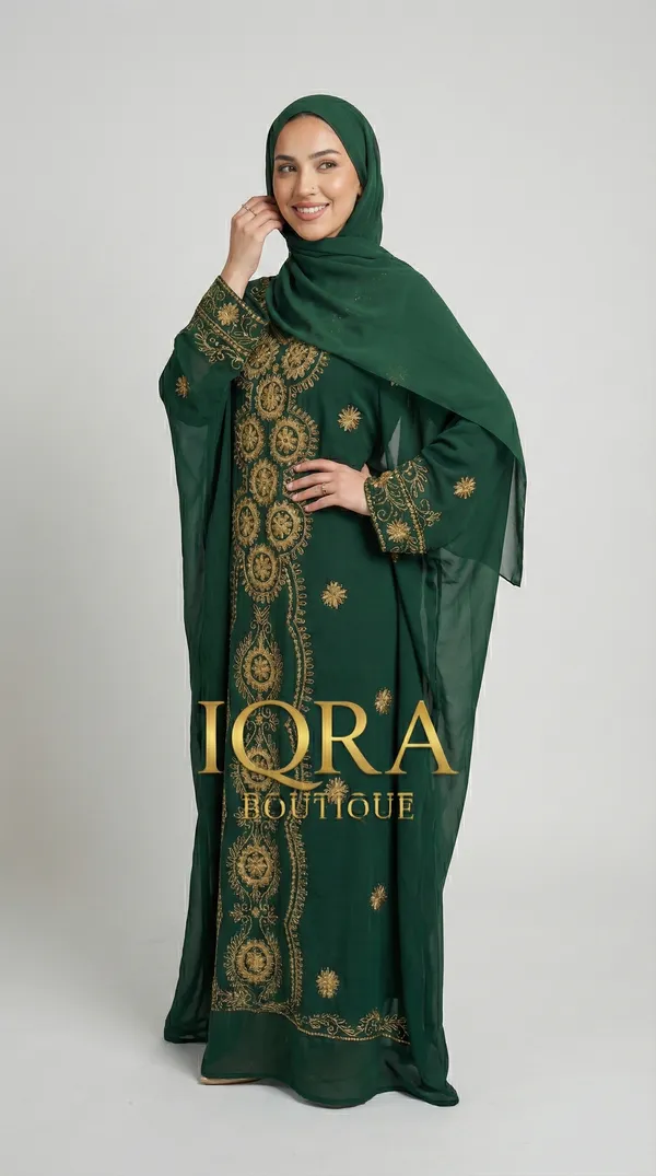 Bottle_Green_Georgette_Kaftan_For_Women