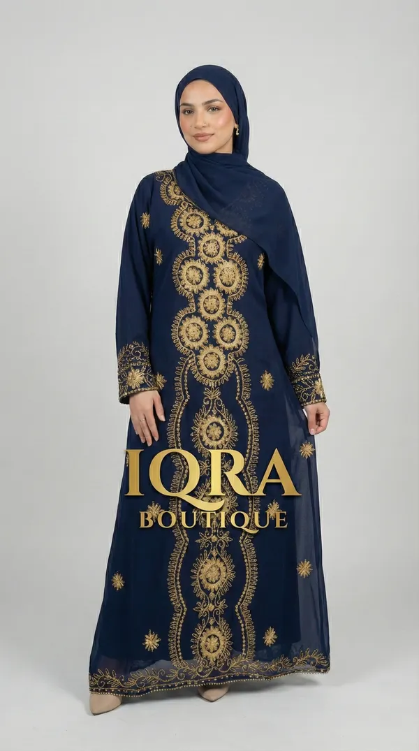 Navy_Blue_Georgette_Abaya_Set_For_Women